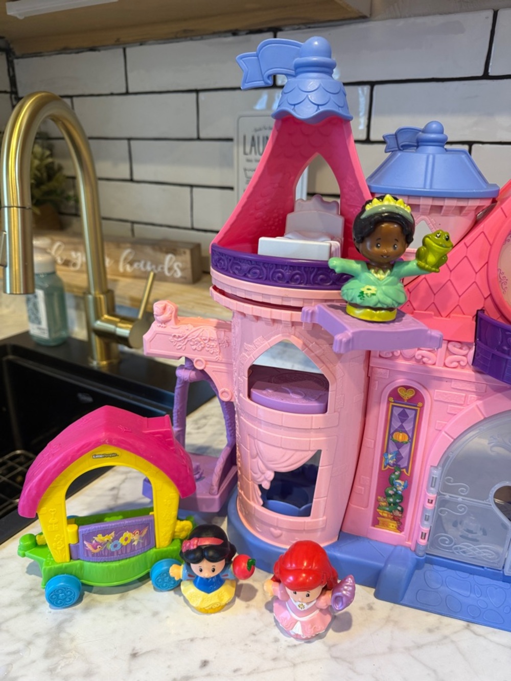 Kids Pink and Purple Princess Castle Playset with Mini Dolls - Picture 2 of 7